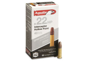 Aguila Interceptor HP 22 LR Ammo 50 Rounds