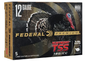 Federal Turkey Heavyweight TSS 12ga Ammo 3" 2oz Tungsten #7, # 9 Shot 5 Rounds