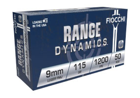 Fiocchi Pistol Shooting Dynamics 9mm Ammo FMJ 115gr 50 Rounds