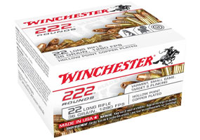 Winchester USA 22LR 36gr Copper Plated HP 222 Rounds