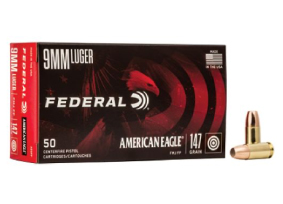 Federal American Eagle FMJ 9mm Ammo 147gr 50 Rounds