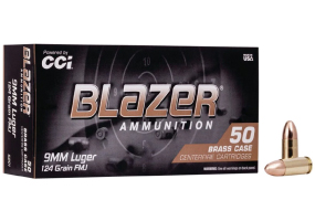 CCI Blazer Brass 9mm 124gr Full Metal Jacket 50 Rounds
