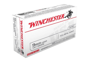 Winchester USA 9mm 147gr FMJ-FN Ammo 50 Rounds