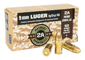 Patriot Sports 9mm Ammo 124gr FMJ 50 Rounds