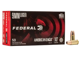 Federal American Eagle FMJ 9mm Ammo 147gr 50 Rounds