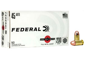 Federal Range and Target 45 ACP Ammo 230gr FMJ 50 Rounds
