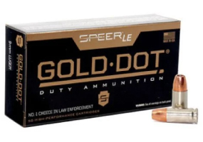 Speer LE Gold Dot Duty 9mm Ammo 124gr JHP 50 Rounds