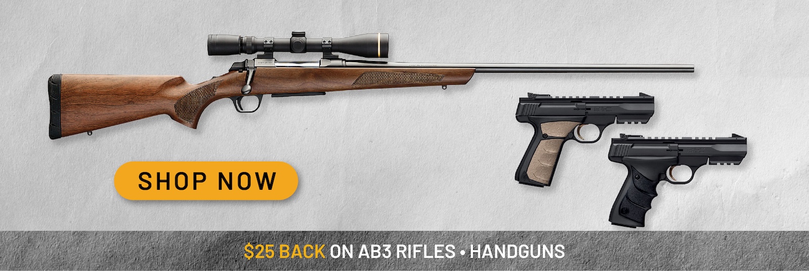 $25 back on AB3 rifles, handguns. Shop now.