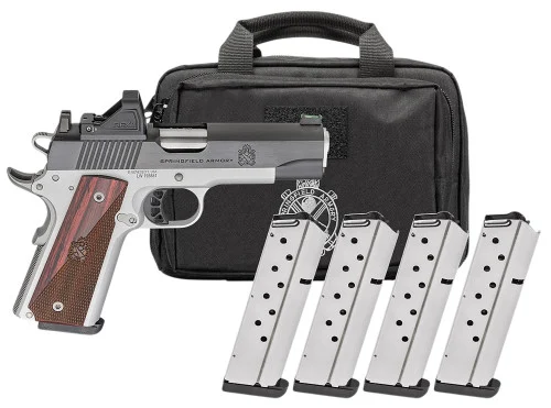 Springfield Armory 1911 Ronin AOS 4.25 9mm Blued / Satin Cerakote 1911 Style Viridian RFX-11 Green Dot