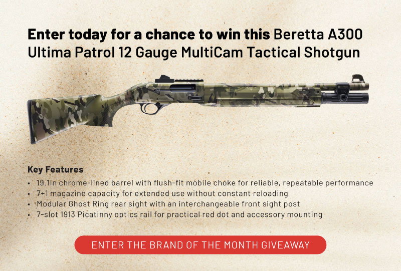 Enter today for a chance to win this Beretta A300 Ultima Patrol 12 Gauge MultiCam Tactical shotgun.