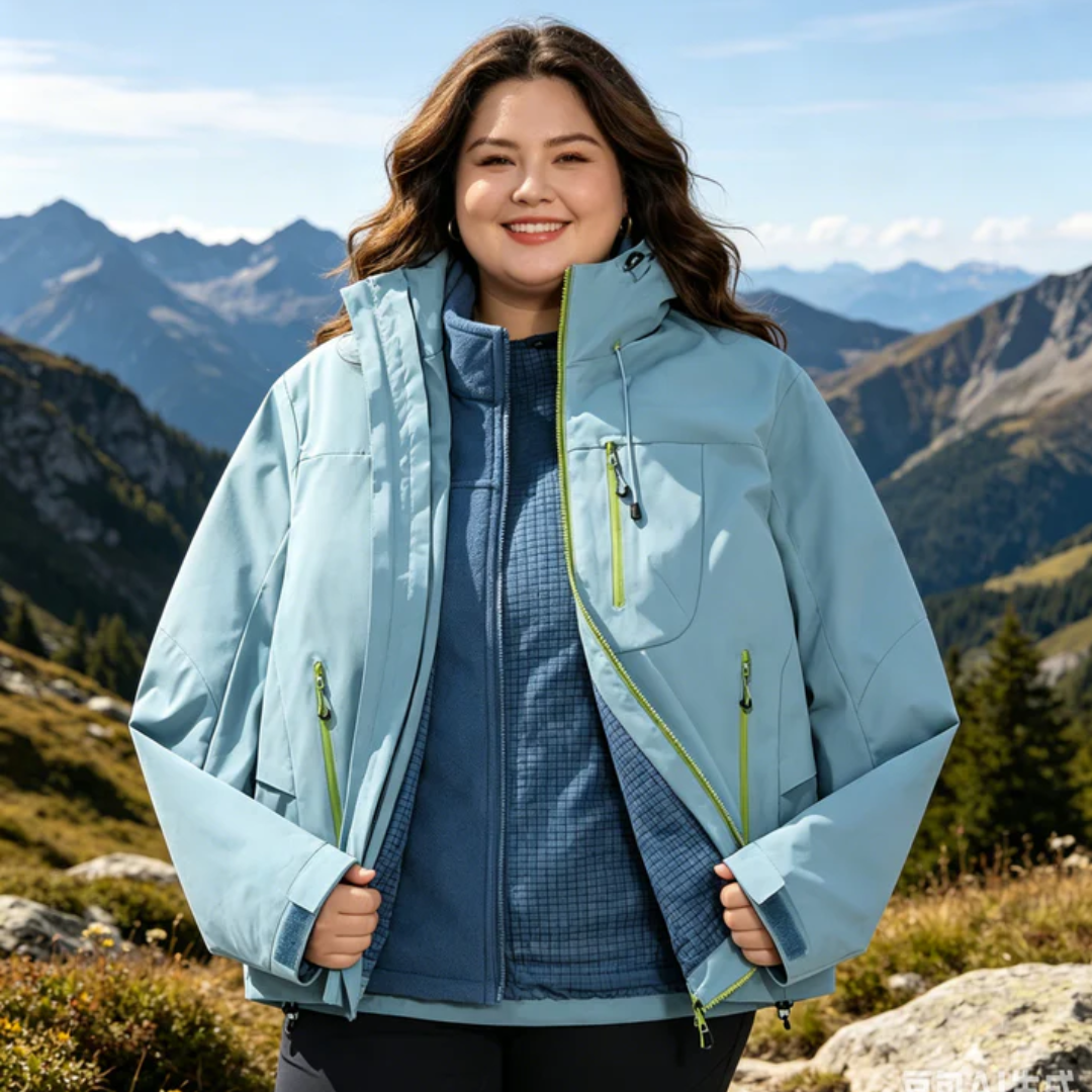 Unisex 3-in-1 Detachable Outdoor Jacket Waterproof Windproof Mountain Coat