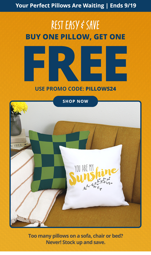 Buy one pillow, get one FREE. Use Promo Code: PILLOWS24 | Shop Now >