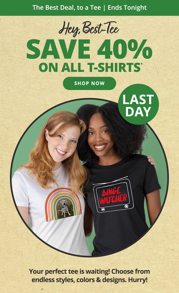 Save 40% on All T-Shirts