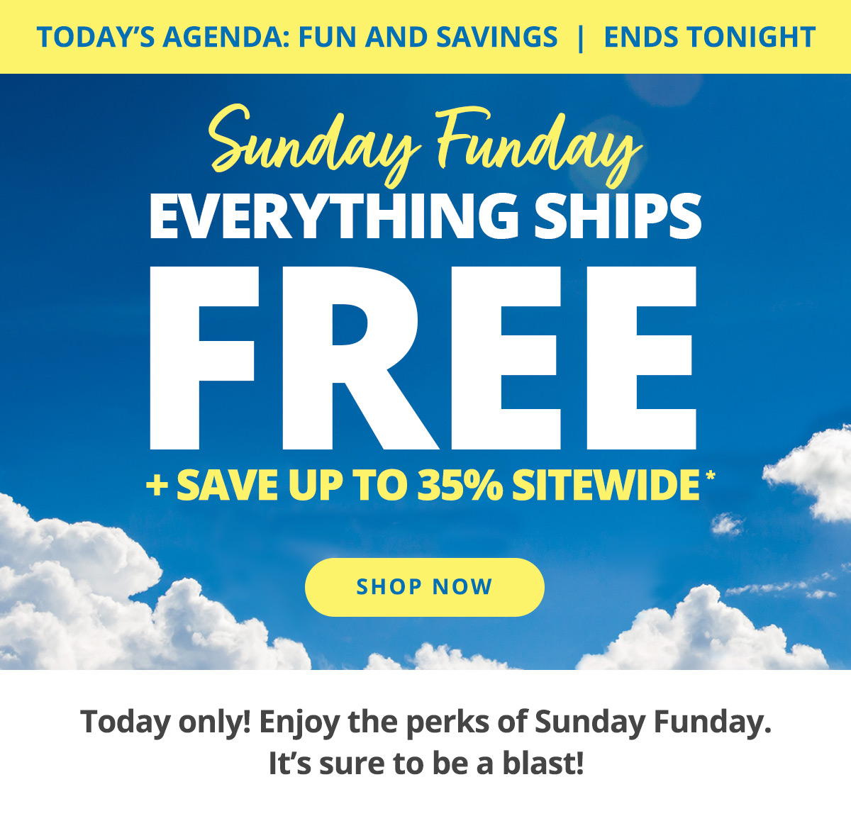 Sunday Funday - Everything Ships FREE + Save up to 35% Sitewide! SHOP NOW >