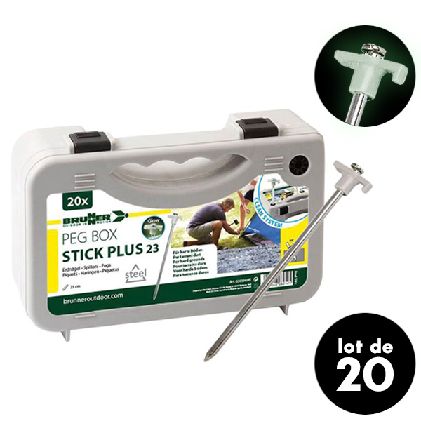 Lot 20 piquets de sols 23cm Stick Plus Brunner