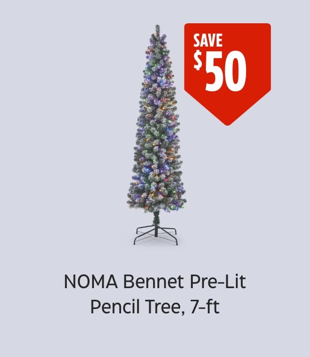 Save $50. NOMA Bennet Pre-Lit Pencil Tree, 7-foot.