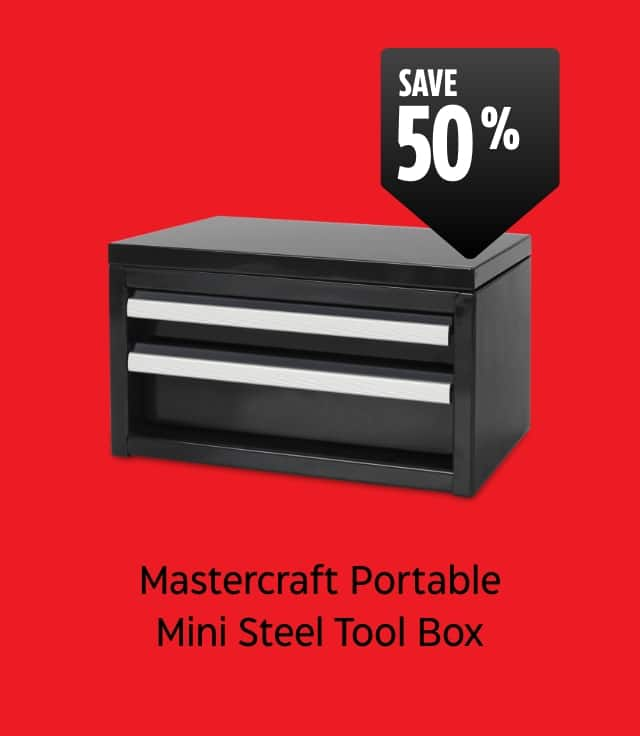 Save 50%. Mastercraft Portable Mini Steel Tool Box.