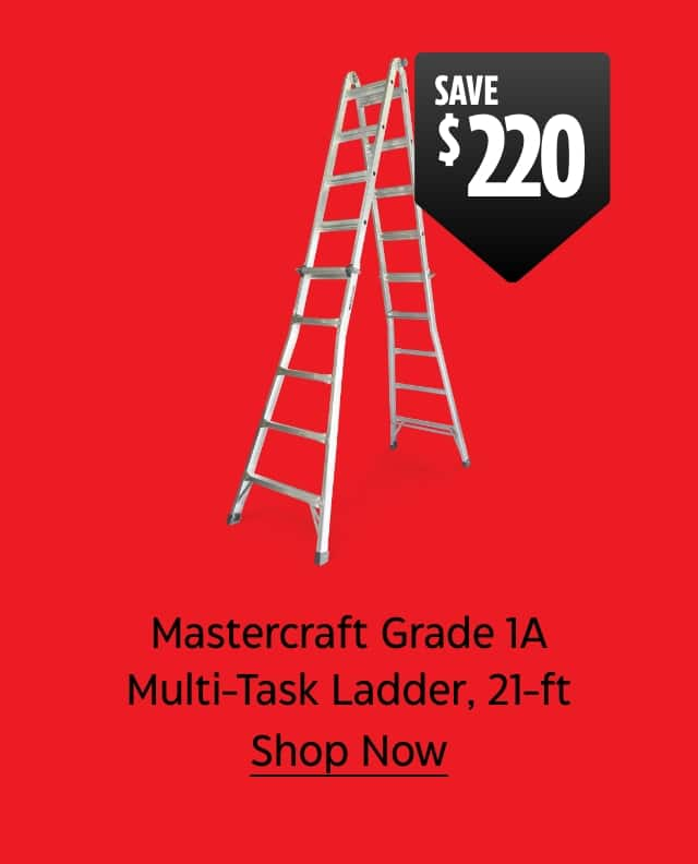 Save $220. Mastercraft Grade 1A Multi-Task Ladder, 21-foot. Shop Now.