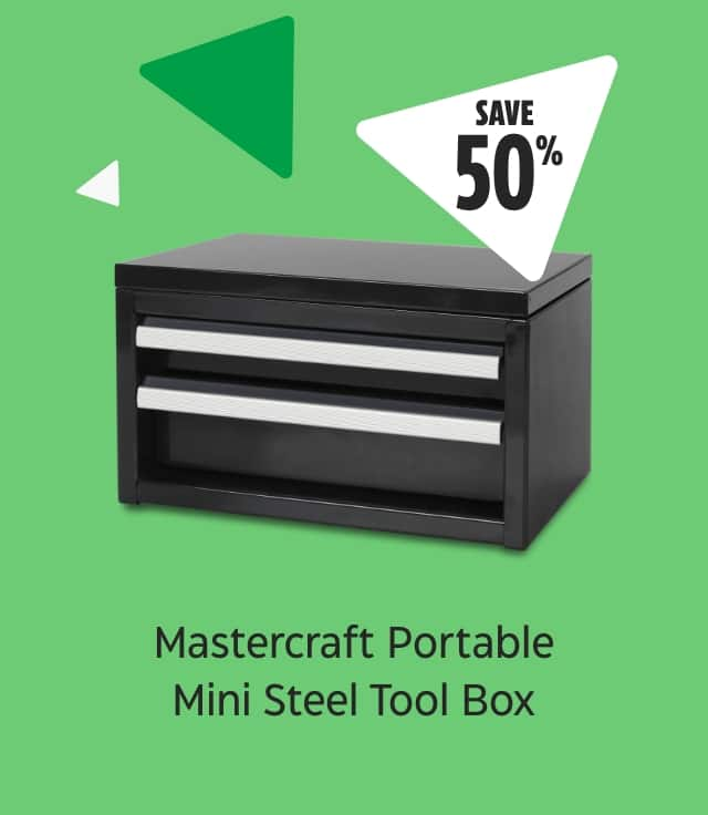 Save 50%. Mastercraft Portable Mini Steel Tool Box.