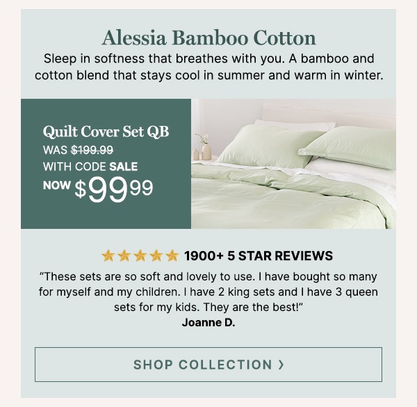Alessia Bamboo Cotton Quilt Cover Set QB WAS $199.99 | with code NOW $99.99 - SHOP COLLECTION