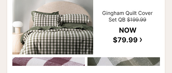 Gingham Quilt Cover Set QB - WAS $199.99 | NOW $79.99