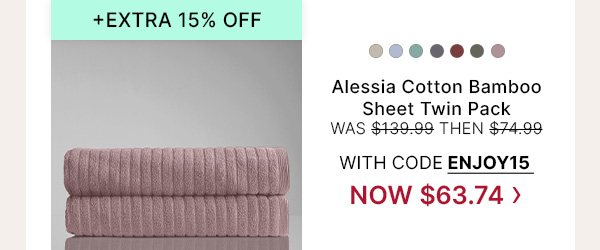 +Extra 15% Off Alessia Cotton Bamboo Rib Bath Sheet Twin Pack