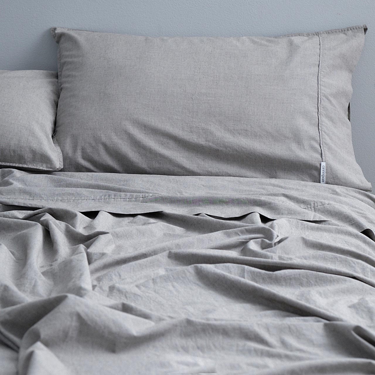 Softwash Cotton Sheet Set - Vintage - Smokey Grey Melange - Single
