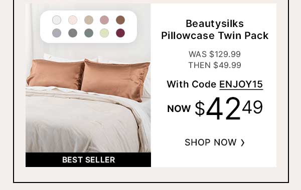 Beautysiilks Pillowcase Twin Pack -  WAS $129.99 | THEN. $49.99 | with. code NOW $42.49