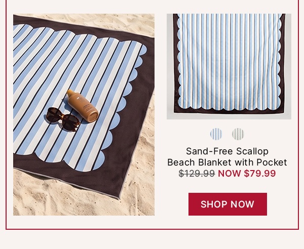 Sand-Free Scallop Beach Blanket with Pocket