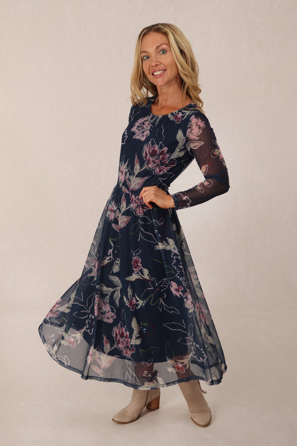 Printed Mesh Dress
