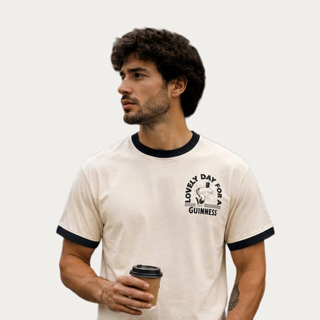 Cream and black guinness t-shirt