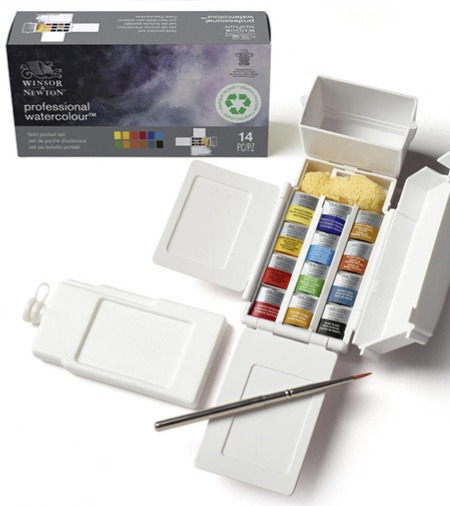 Winsor & Newton Professional Watercolour Field Box Half Pan Assorted Colours Set of 12