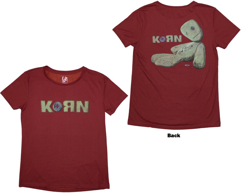Korn Ladies T-Shirt - Doll Issues (Red) (Back Print)