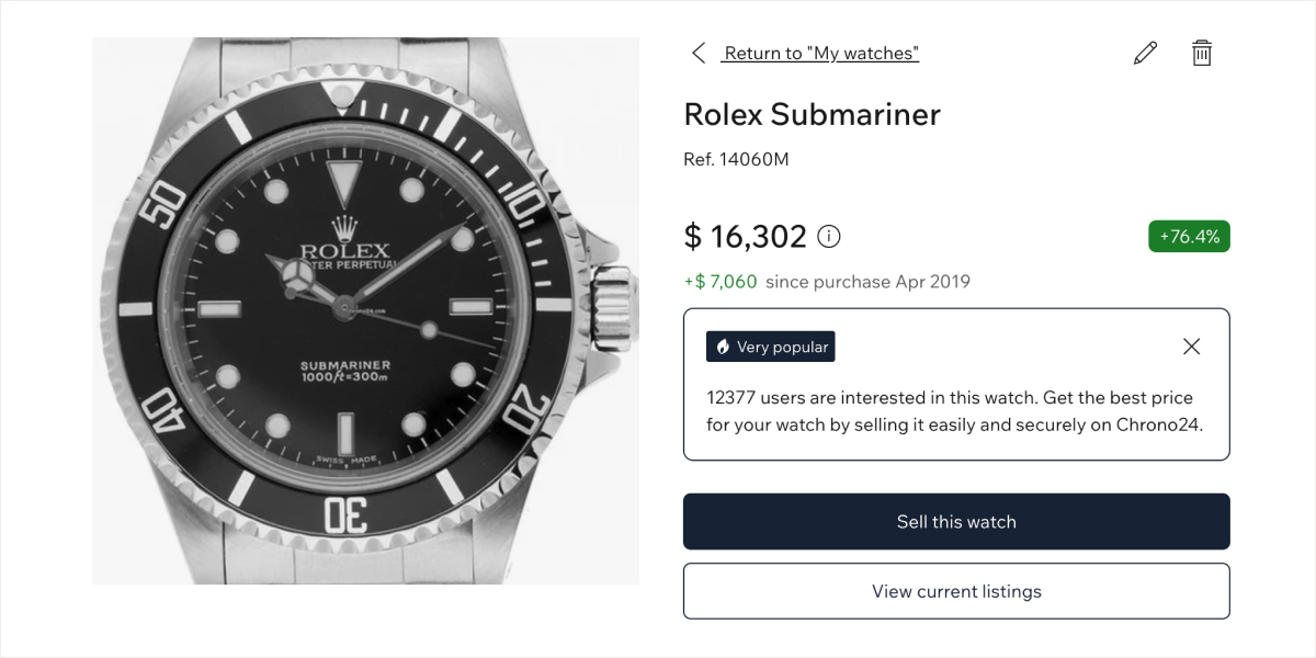 Create a Listing Directly From Your Watch Collection