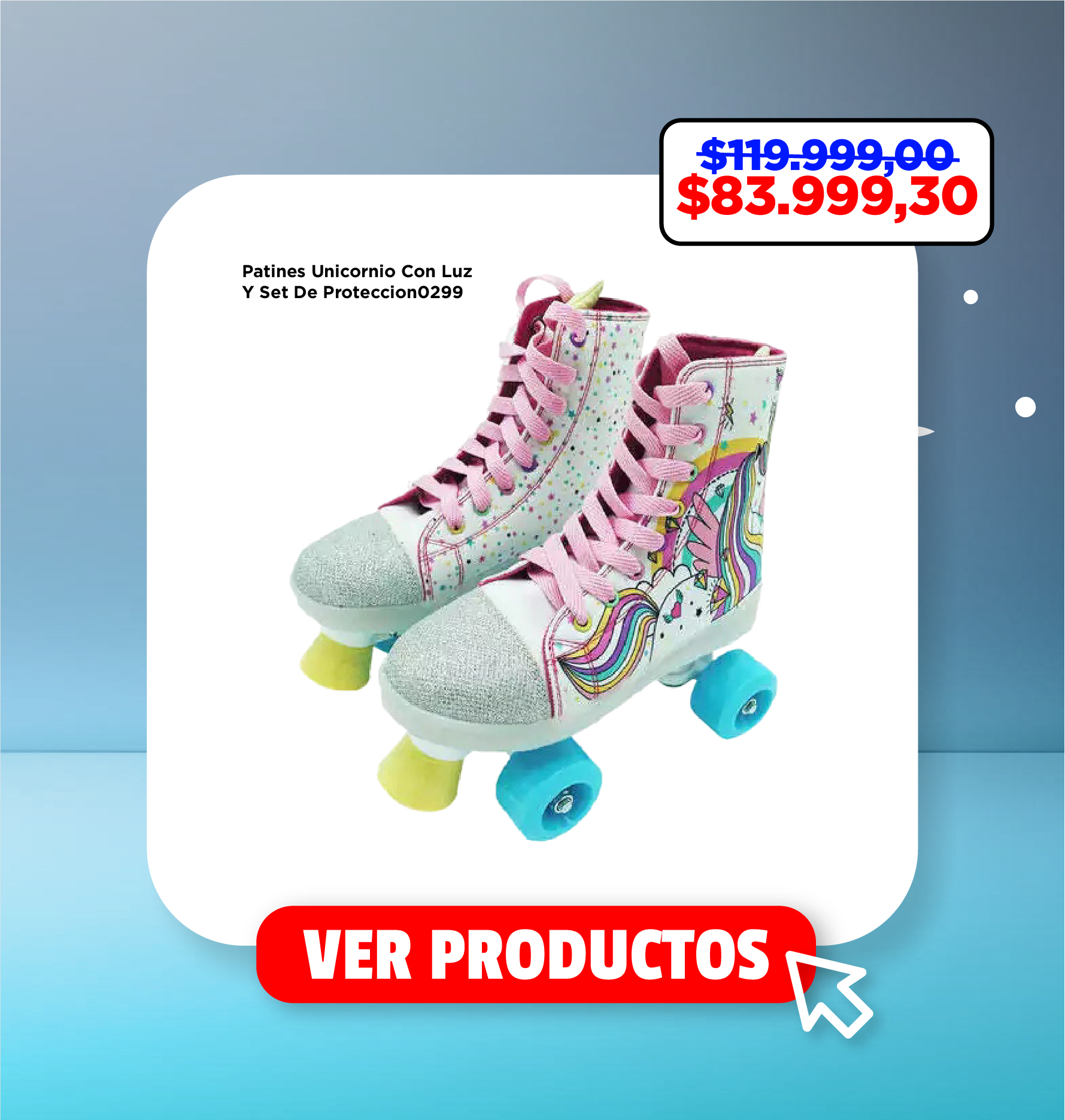 Patines Unicornio Con Luz Y Set De Proteccion0299