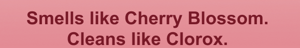 Smells like Cher Blossom. Cleans like Clorox