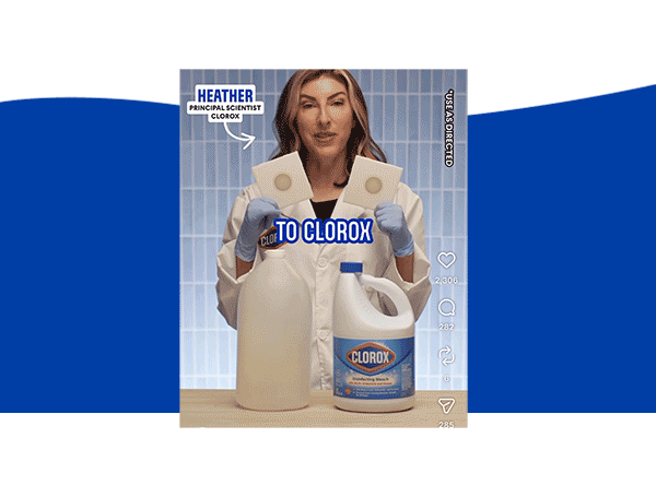 Clorox™ Bleach test with Heather, our Principal Scientist