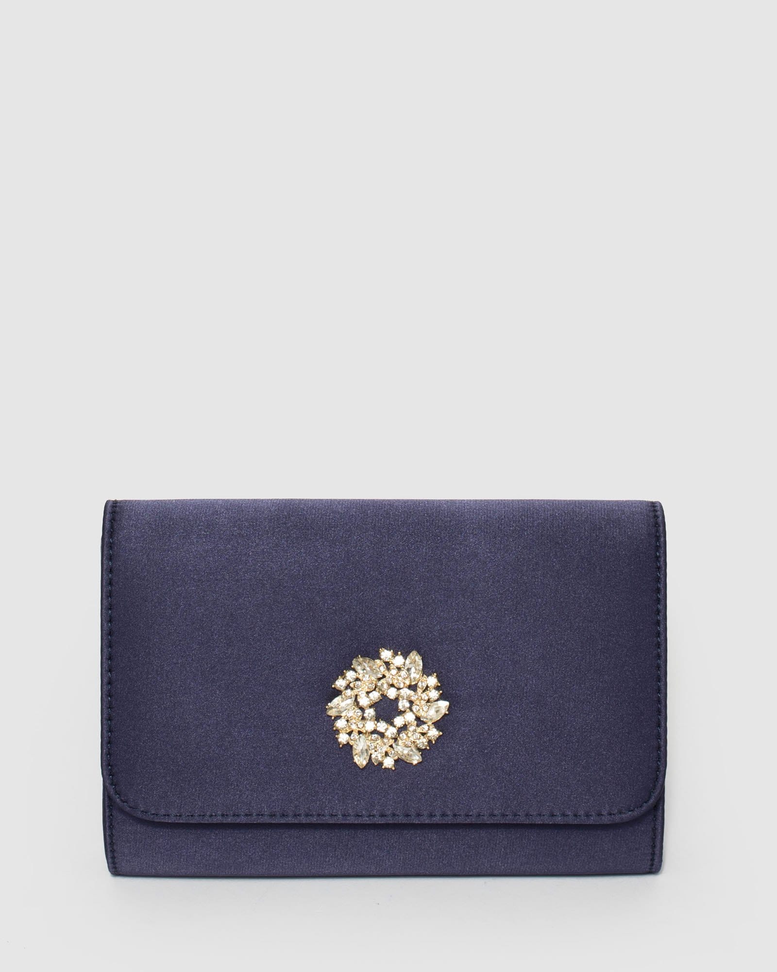 Image of Navy Blue Lulu Crystal Clutch Bag