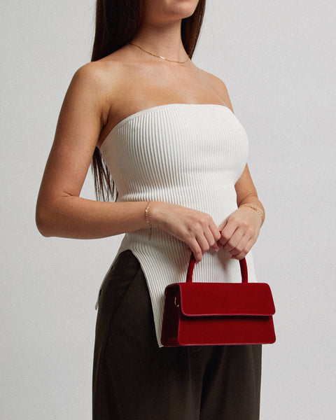 Image of Red Luna Flap Top Handle Bag