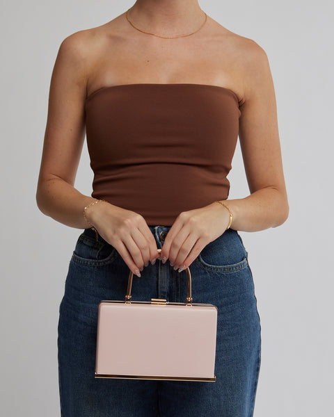 Image of Pink Drew Top Handle Clutch Bag