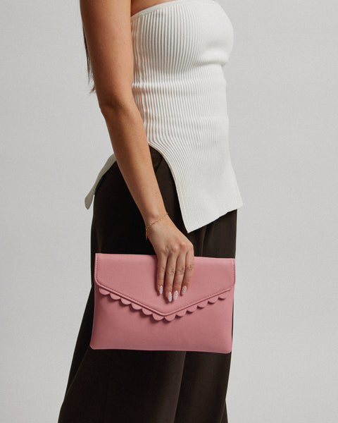 Image of Pink Jordana Scallop Clutch Bag