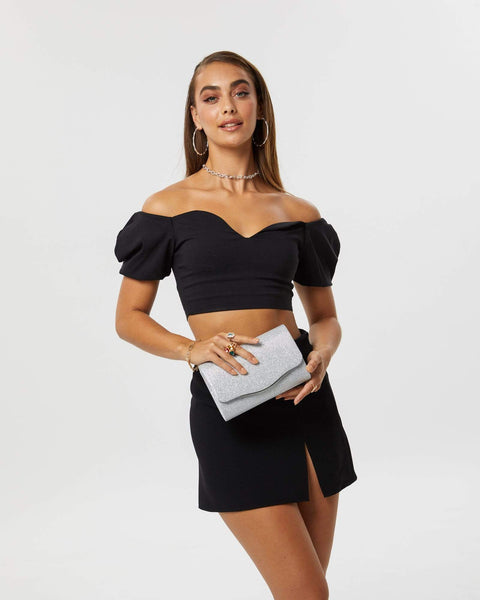 Image of Silver Adele Evening Clutch Bag