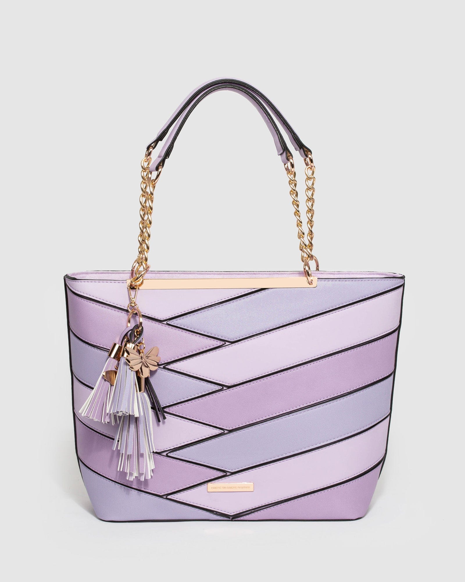 Image of Purple Makayla Panelled Tote Bag