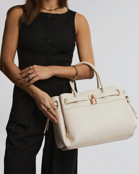 Image of Ivory Elora Tie Tassel Tote Bag