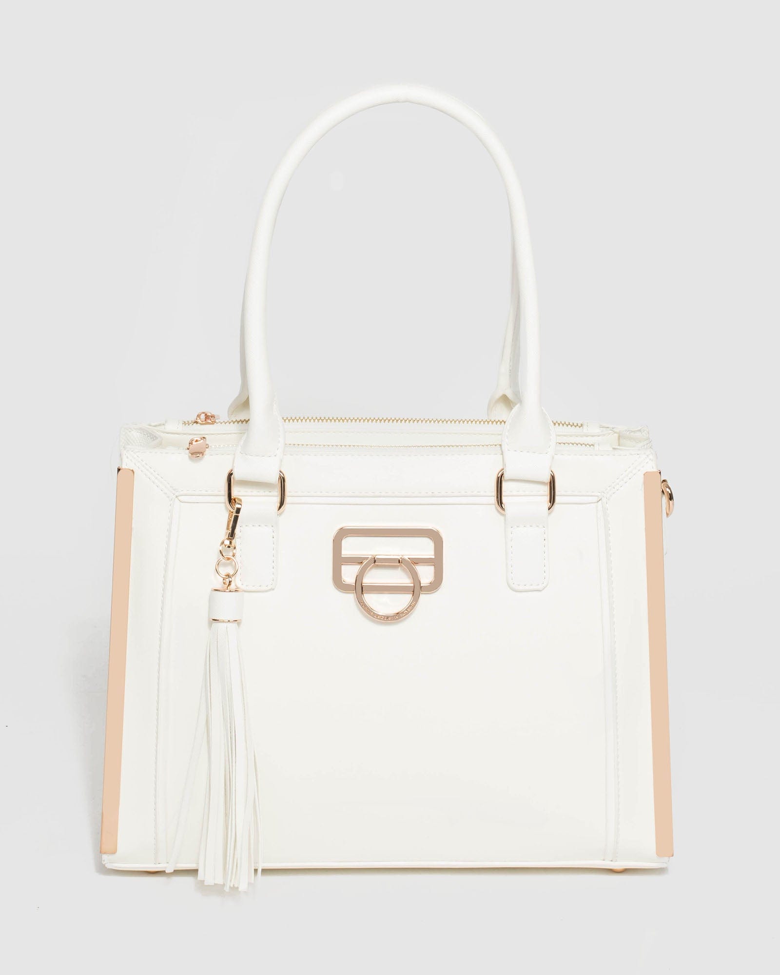 Image of White Fabiana Tassel Tech Tote Bag