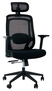 Cadeira de Escritório Comfy Aurora Preta Mesh Preta, Braço 3D, Assento Deslizante e Relax