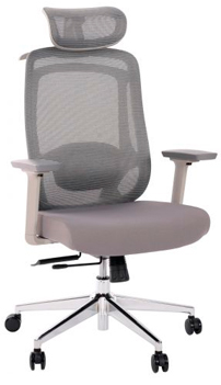 Cadeira de Escritório Comfy Aurora Cinza Mesh Cinza, Braço 3D, Assento Deslizante e Relax