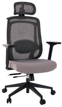 Cadeira de Escritório Comfy Aurora Preta Mesh Cinza, Braço 3D, Assento Deslizante e Relax