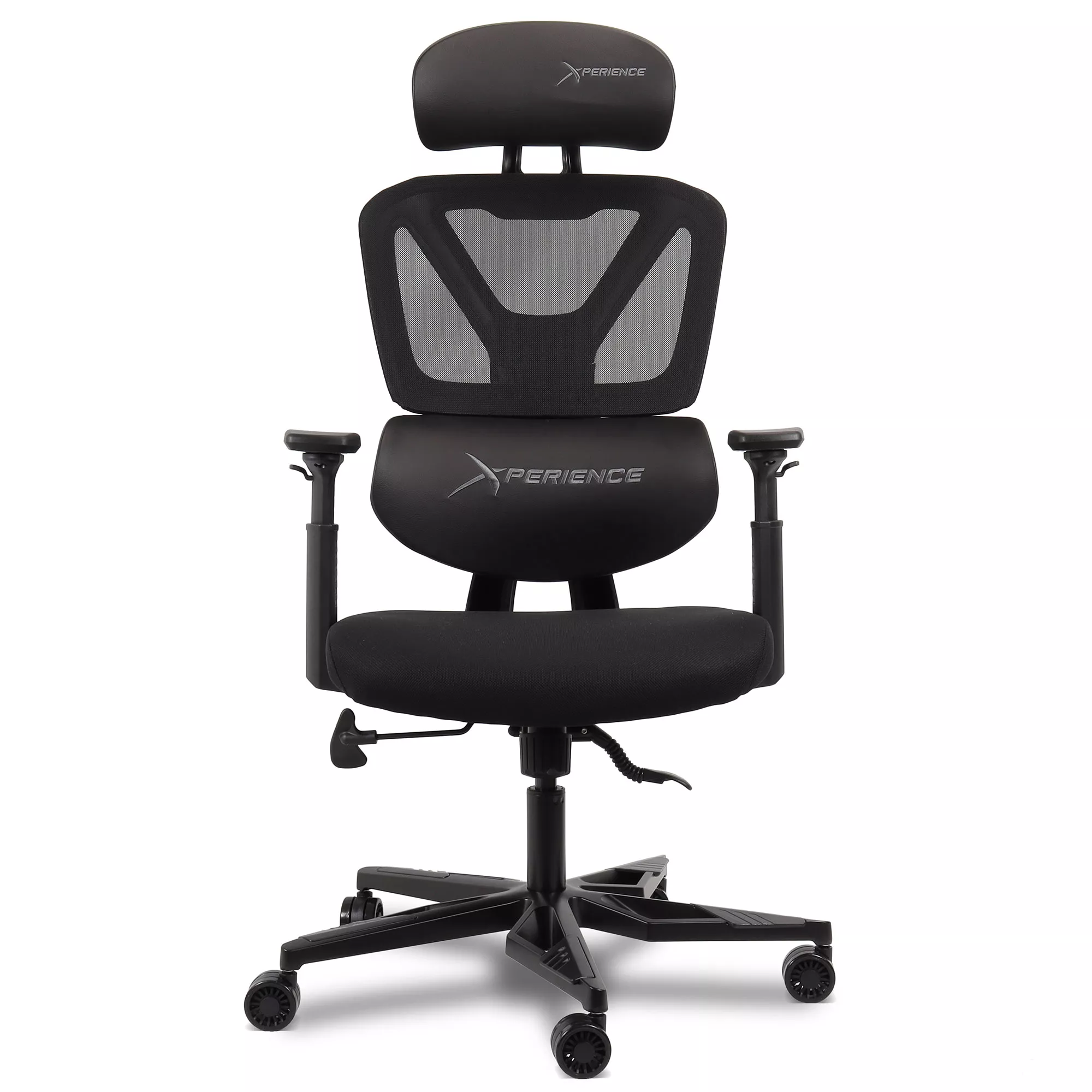 Cadeira Gamer Xperience Flow Tela Mesh e PU Preto, Base Alumínio, Braço 2D e Relax Avançado