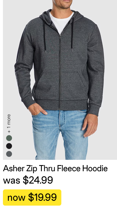 Asher Zip Thru Fleece Hoodie